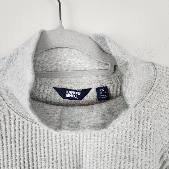 Lands End Womens 2XL Gray Waffle Knit Pullover Sweater  Long Sleeve Relaxed Fit - Picture 2 of 9